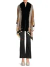 La Fiorentina Women's Houndstooth Faux Fur Trim Wrap In Multi
