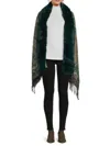 La Fiorentina Women's Paisley Faux Fur-trim Wrap In Green