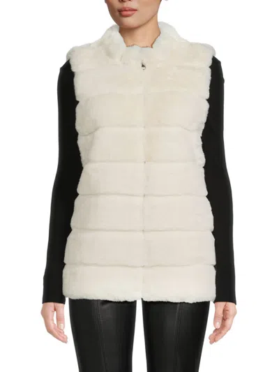 La Fiorentina Women's Plush Faux Fur Vest In White