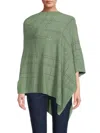 La Fiorentina Women's Rhinestone Plaid Poncho In Green