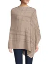 La Fiorentina Women's Rhinestone Plaid Poncho In Oatmeal