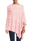 La Fiorentina Women's Rhinestone Plaid Poncho In Pink