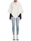 La Fiorentina Women's Stand Collar Faux Fur Poncho In White