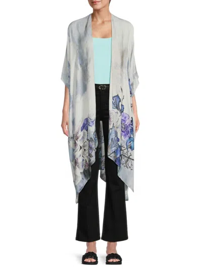 La Fiorentina Women's Tie Dye Floral Kimono In Navy