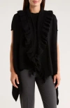 La Fiorentina Wool & Cashmere Ruffle Vest In Black