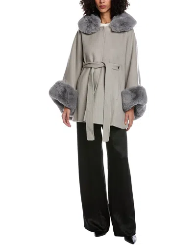 La Fiorentina Wool Cape In Gray