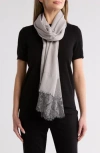 La Fiorentina Wool Silk Blend Lace Scarf In Grey/grey