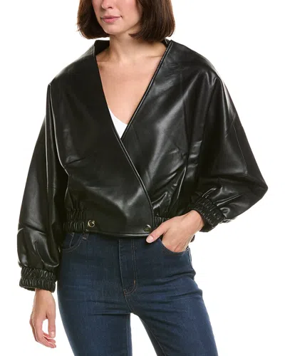 La Fiorentina Wrap Faux Leather Jacket In Black
