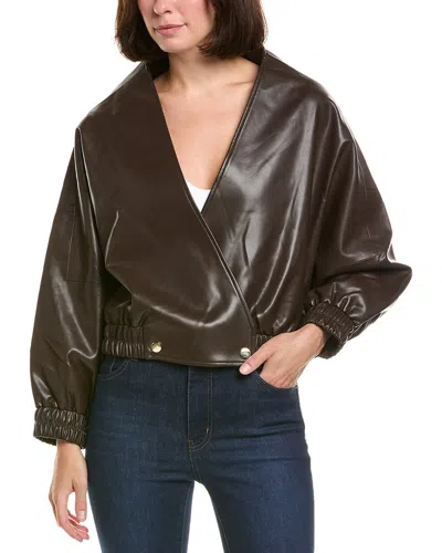 La Fiorentina Wrap Faux Leather Jacket In Brown