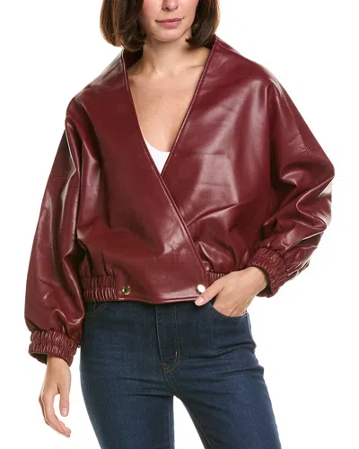 La Fiorentina Wrap Faux Leather Jacket In Brown