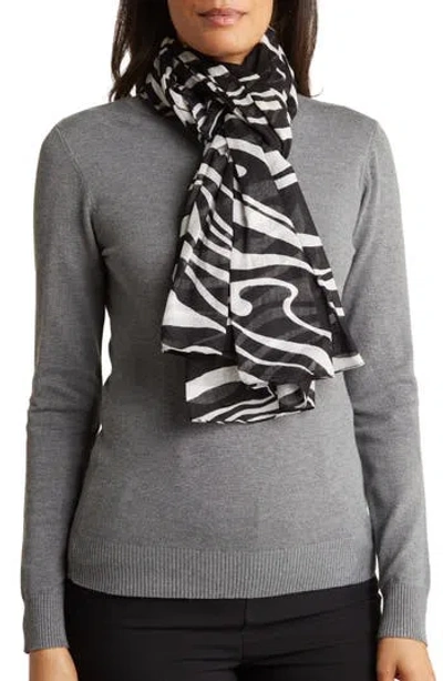 La Fiorentina Zebra Print Cover-up Sarong In Light Grey/black
