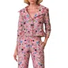 La Fuori Afia Floral Embellished Jacket In Pink Multi In Pink