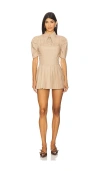 La Fuori Alena Pleated Mini Dress In Neutral