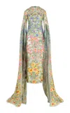La Fuori Amor Corallina Embellished Long Sleeved Gown In Floral