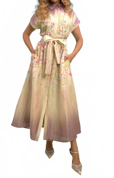La Fuori Aqua Bloom Mirage Shirt Dress In Multi In Brown