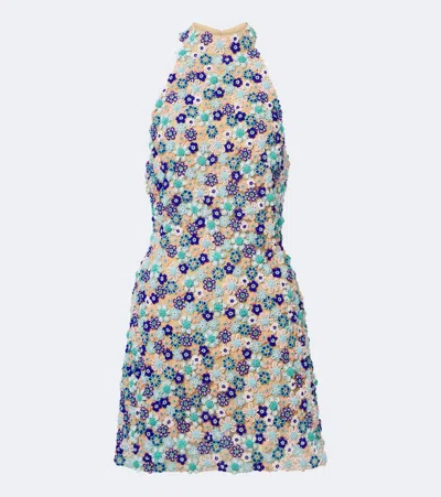 La Fuori Arbor Beaded Open-back Minidress In Multicoloured