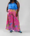 La Fuori Armorosa Gardenia Flared Pants - Plus In Pink Gardenia In Multi