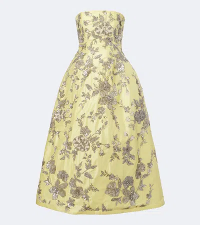 La Fuori Là Fuori Bustierkleid Aurelia Aus Seide Mit Pailletten In Gelb