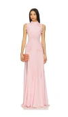 La Fuori Backless Maxi Dress In Ostrich Feather Pink