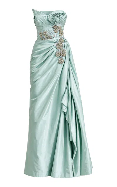 La Fuori Belle Sculpted Rose Gown In Blue