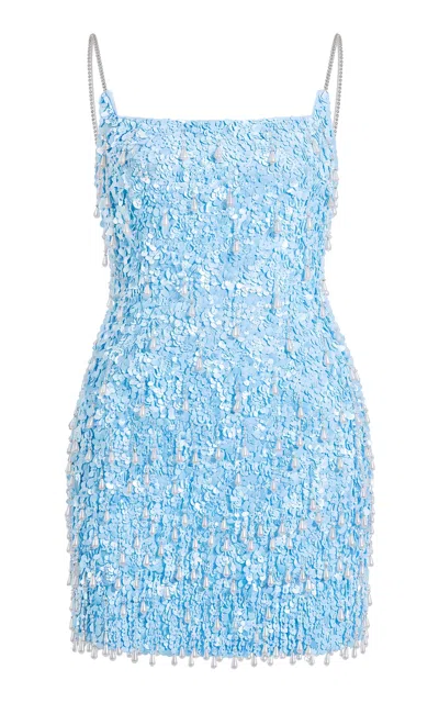 La Fuori Blue Twinkle Tassel Mini Dress