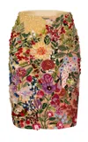 La Fuori Botanical Symphony Embroidered Midi Skirt In Multi