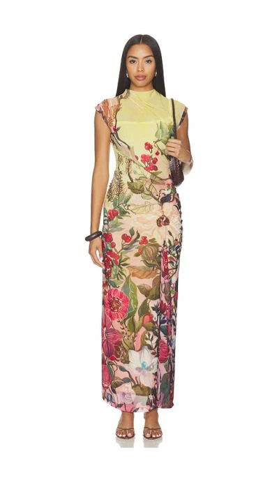 La Fuori Botanical Symphony Printed Bodycon Dress In Multi