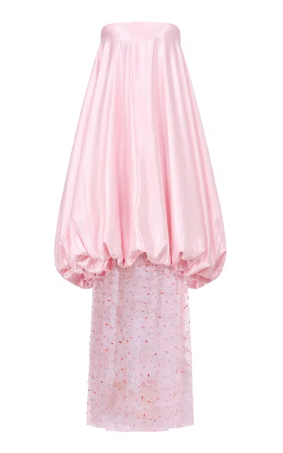 La Fuori Bubblegum Poof Silk-blend Maxi Dress In Pink