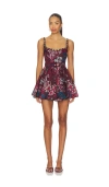 La Fuori Burgundy Garden Jewel Dress In Multi