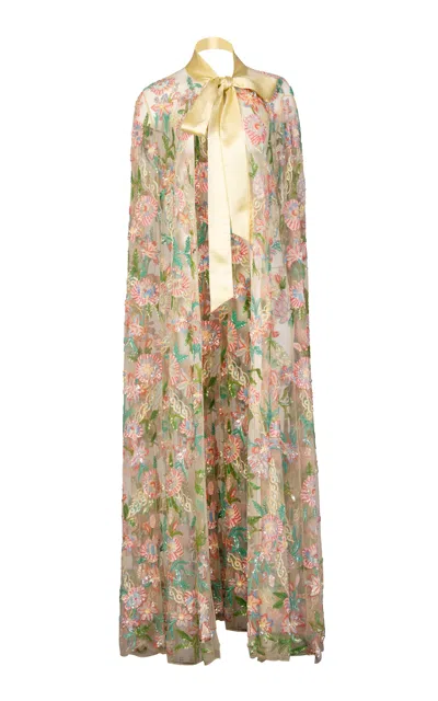 La Fuori Burst Of Lily Emb Embroidered Dress In Multi