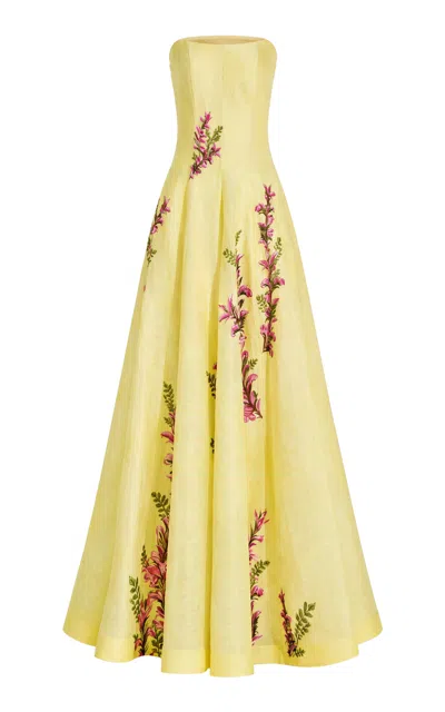 La Fuori Buttercup Arbour Linen-silk Maxi Dress In Yellow