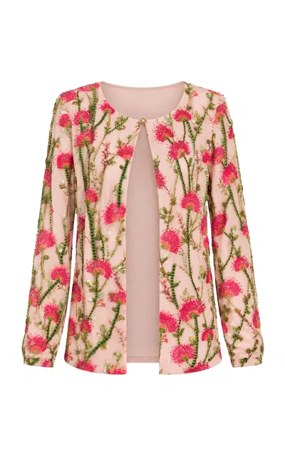 La Fuori Carnation Trellis Silk Jacket In Multi