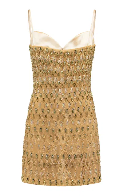 La Fuori Champagne Reverie Silk Mini Dress In Gold