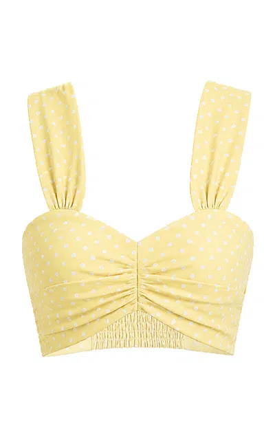 La Fuori Citrine Linen-silk Bra Top In Yellow