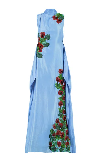 La Fuori Classic Blue Embroidered Gown