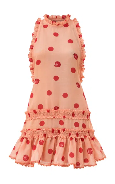La Fuori Coral Pomme Silk Top In Orange