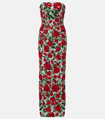 La Fuori Là Fuori Crimson Rose Sequined Gown In Blue