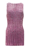 La Fuori Crystal Rose Embroidered Mini Dress