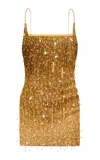 La Fuori Drops Of Champagne Emb Embellished Mini Dress In Gold