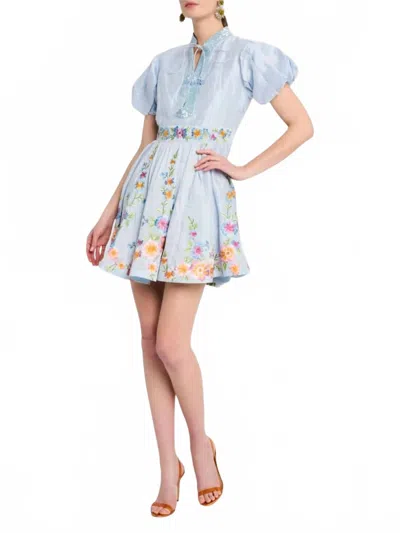 La Fuori Embellished Mini Dress In Blue