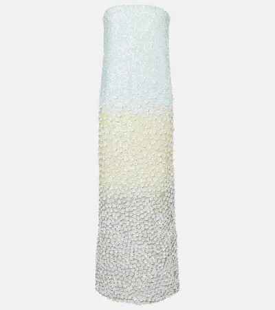 La Fuori Embellished Silk Bustier Dress In Multi