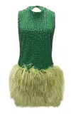 La Fuori Emerald Crystal Embroidered Dress