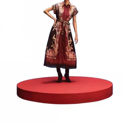 La Fuori Esther Printed Midi Shirt Dress In Floral Decadence In Brown