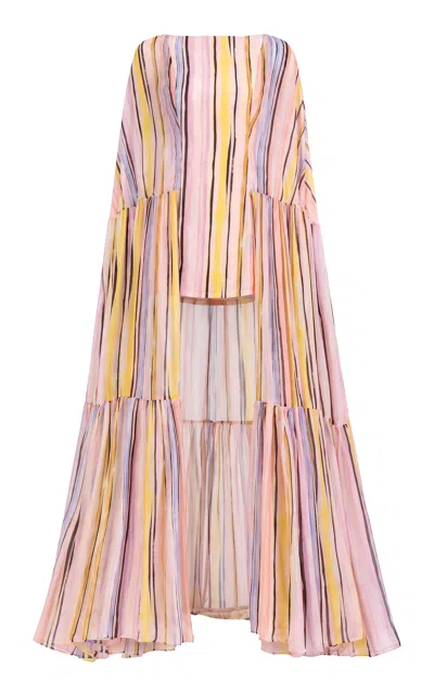 La Fuori Été Strata Silk-blend Cape Dress In Multi