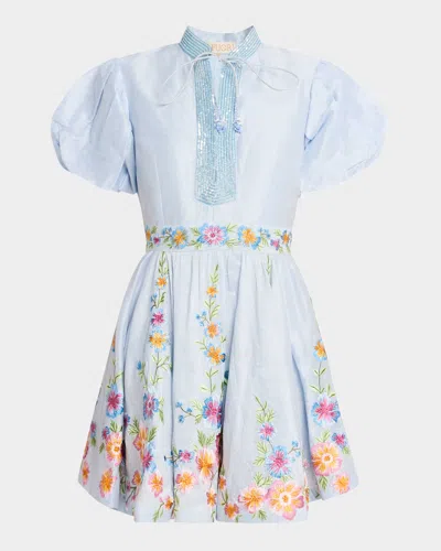 La Fuori Eva Azure Embellished Mini Dress