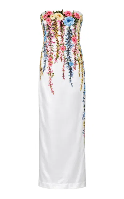 La Fuori Fleur De Vigne Silk Maxi Dress In White