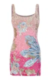 La Fuori Fleur Oasis Sequined Mini Dress In Multi