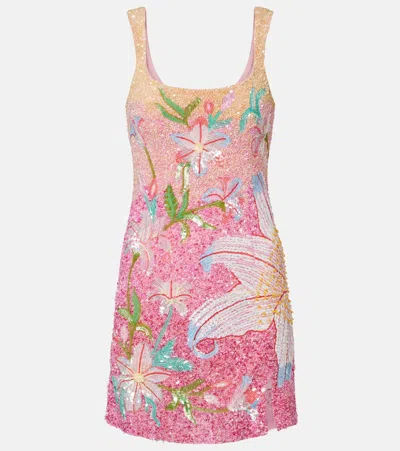 La Fuori Fleur Oasis Sequined Minidress In Multi
