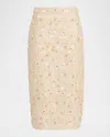 La Fuori Floral Embroidered Silk Midi Skirt In Neutral