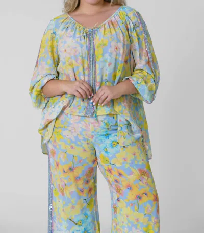 La Fuori Floral Long Sleeve Blouse - Plus In Orchid Bloom In Multi